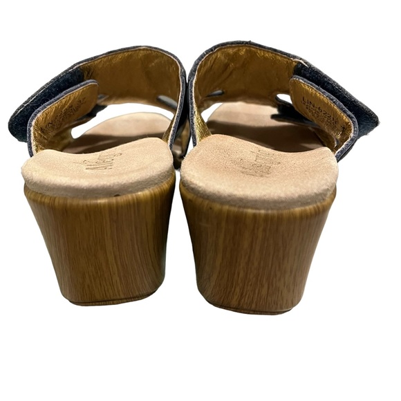 Alegria LIN-622N Blue Floral Embroidered Wedge Sandals, Sz 37 - Picture 12 of 15